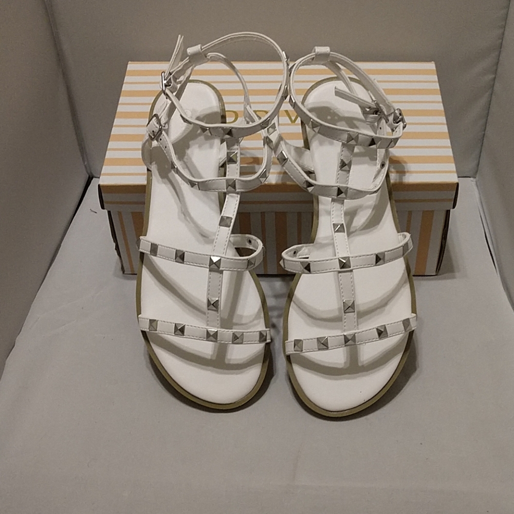 White studded gladiator sandals